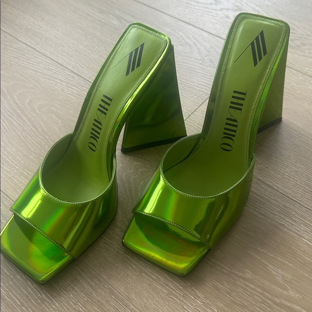 THE ATTICO DEVON HOLLOGRAPHIC GREEN MULE SIZE 38.5 - Picture 4 of 7